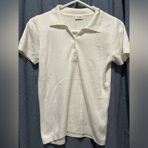 Brandy melville beige short sleeve collared polo top